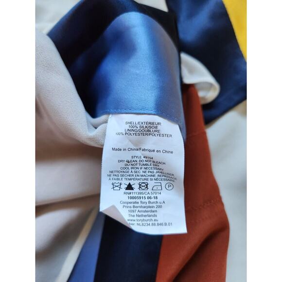 NWT Tory Burch Sasha Color-Block Silk Crepe De Chine Maxi Dress Sz 10 #2B502 - Picture 12 of 12
